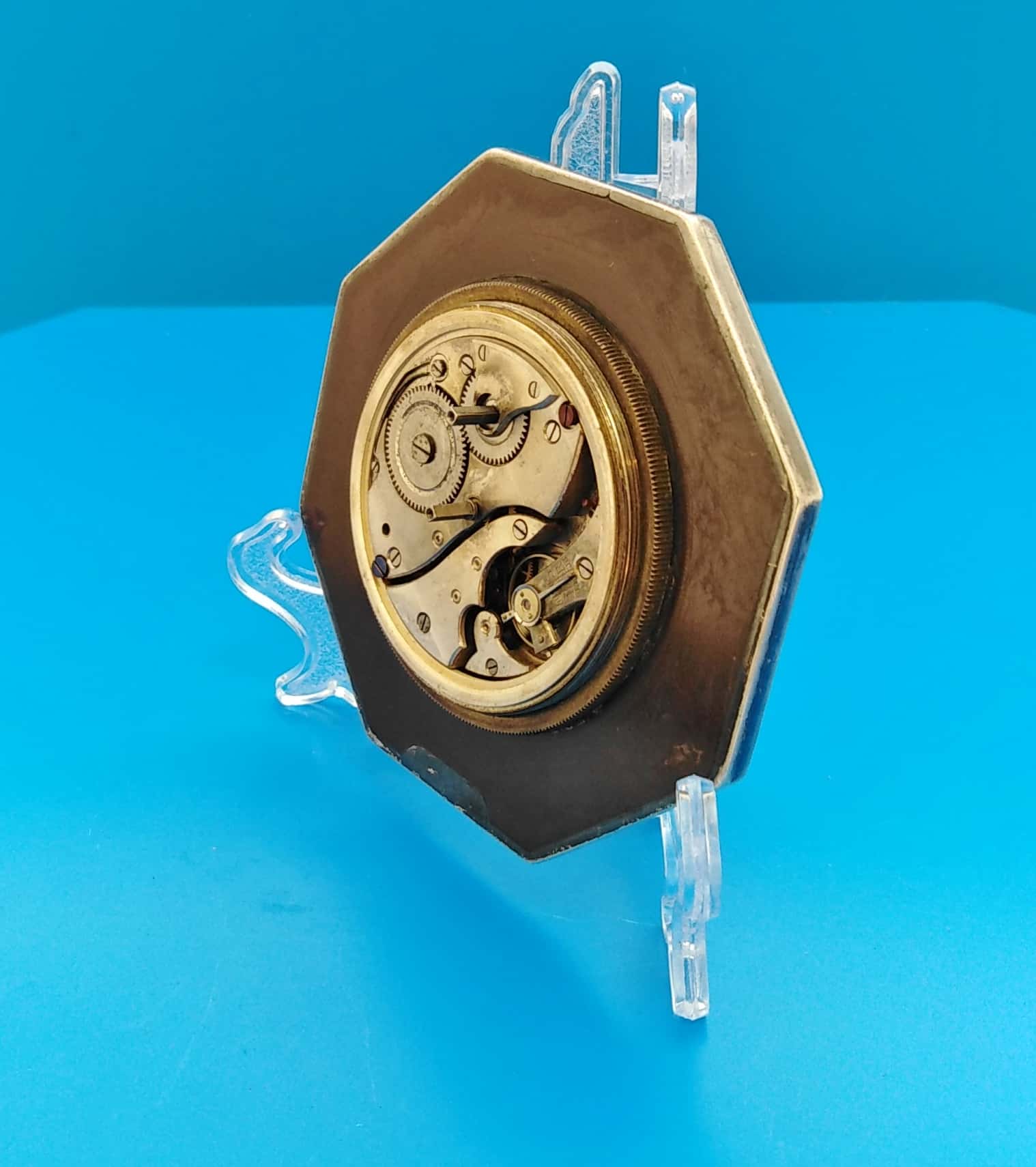 Art Deco Britannia Silver Octagonal 8-Day Desk Clock (3.5") – London 1929 by British Metallising Co Ltd